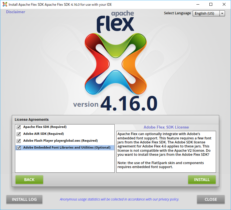 Flex SDK ライセンス許諾